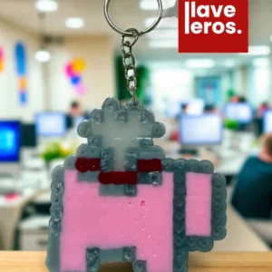 🔑 Llavero Pixel Among Us – Rosa 💖