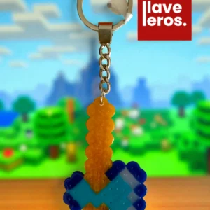 🔑 Llavero Pixel Hacha Azul ⚒️💙