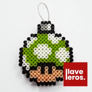 🍄 Esfera Navideña Hongo 1-Up (Vida Extra) 🟢 | Adorno de Píxeles Mario Bros. 👾 Retro Gamer