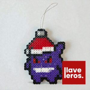 Gengar Navideño 😈 Adorno Pixel Art de Beads | Regalo Coleccionable Tipo Fantasma Pokémon